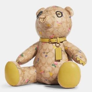 Coach Medium Collectible Bear In Signature Canvas With Dreamy Veggie Print C8242